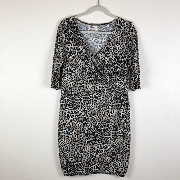 Libian Dresses & Skirts - Libian Leopard Print Half Sleeve Dress Sz XL